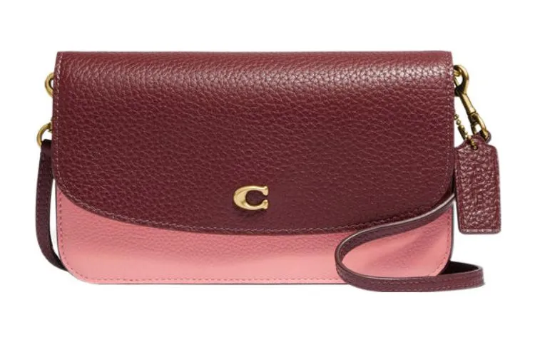 COACH Hayden Refined Pebbled Leather Shoulder Bag, Crossbody Bag Small Women's Red & Pink