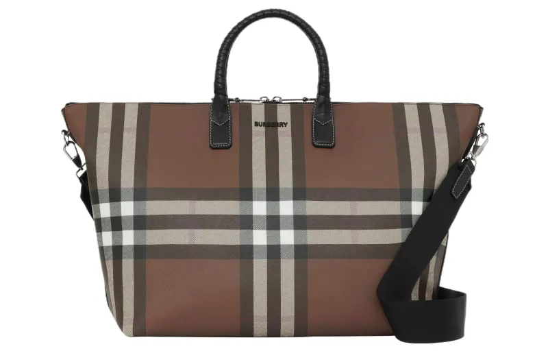 Burberry Cotton With Calfskin Travel Bag, Tote Bag, Shopping Bag, Shoulder Bag, Crossbody Bag, Handbag Regular Men's