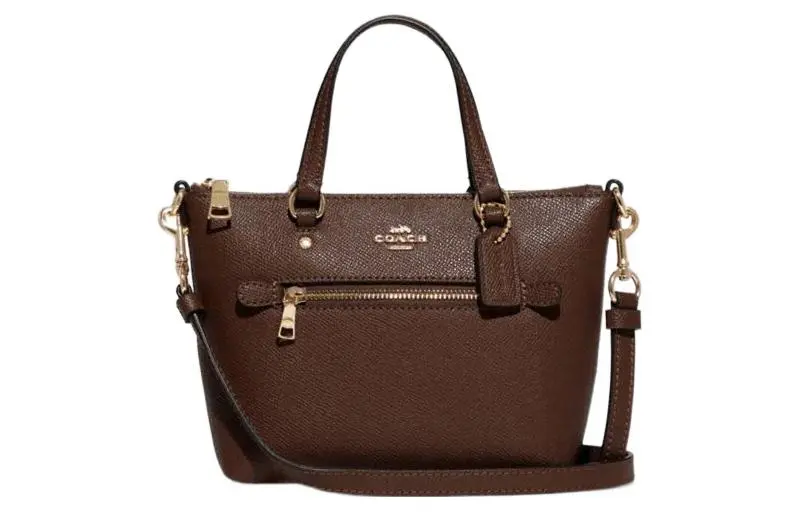 COACH Gallery Leather Tote Bag, Shopping Bag, Handbag, Shoulder Bag, Crossbody Bag Small Women's Dark Saddle Brown