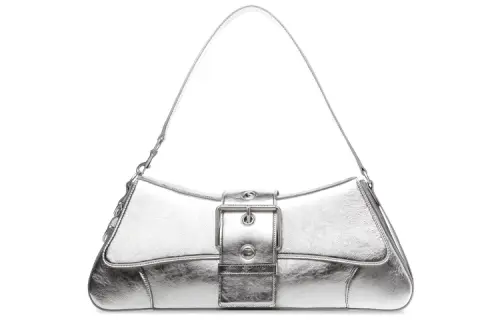 Balenciaga Lindsay Cow Leather Shoulder Strap Bag Women's Silver