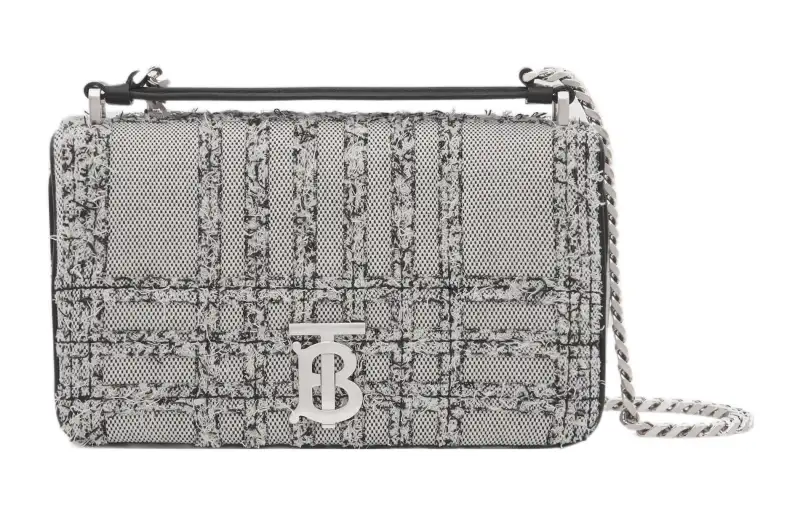 Burberry Lola Bag Acupuncture Cotton Canvas Crossbody Bag, Shoulder Bag Women's Gray