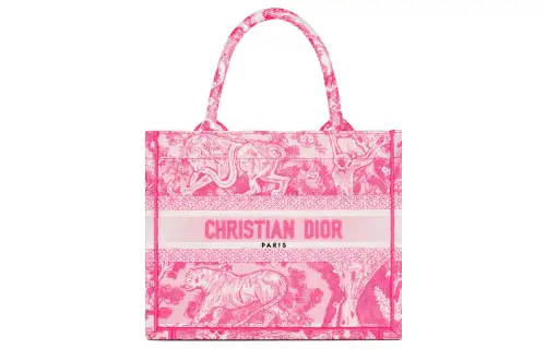 DIOR BookTote Canvas Tote Bag, Shopping Bag, One Shoulder Handbag, Crossbody Bag Small Women's Neon Pink