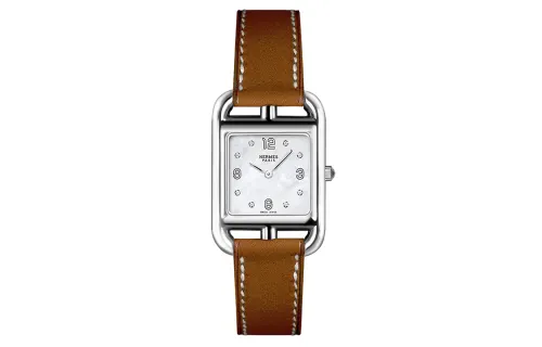 HERMES Cape Cod Wrist Watches Quartz Movement Genuine Leather Strap 23mm White Dial Women's Watch 30m Water Resistant