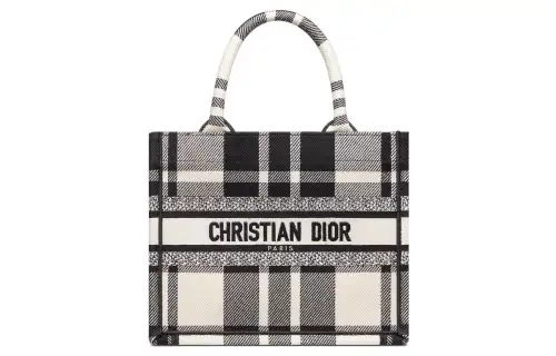 DIOR BookTote Embroidery Tote Bag, Shopping Bag, Shoulder Bag, Handbag Small Women's Black White