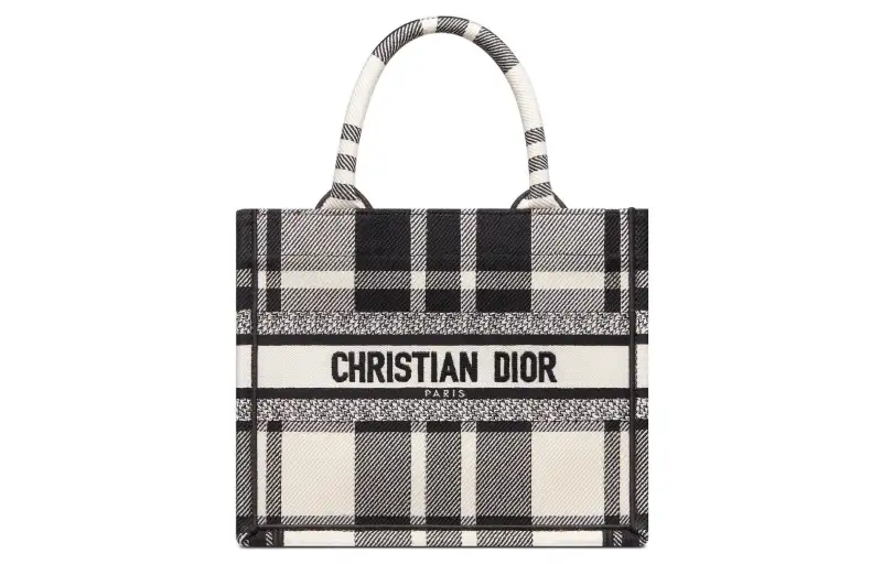 DIOR BookTote Embroidery Tote Bag, Shopping Bag, Shoulder Bag, Handbag Small Women's Black White