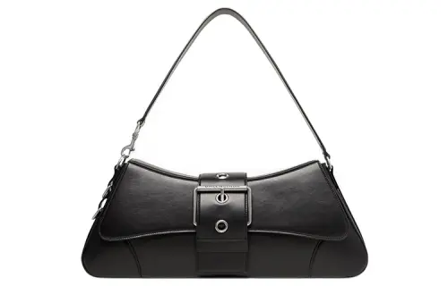 Balenciaga Lindsay Cow Leather Shoulder Bag Women's Black