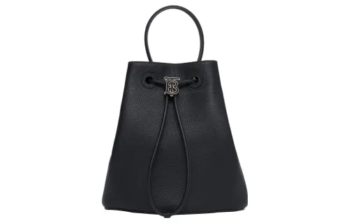 Burberry Leather Bucket Bag, Crossbody Handbag, Shoulder Bag Small Women's Black