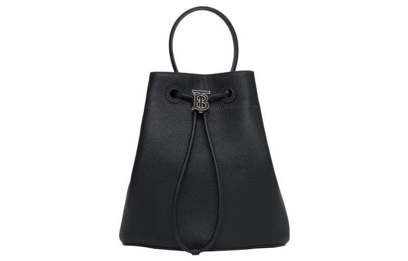 Burberry Leather Bucket Bag, Crossbody Handbag, Shoulder Bag Small Women's Black
