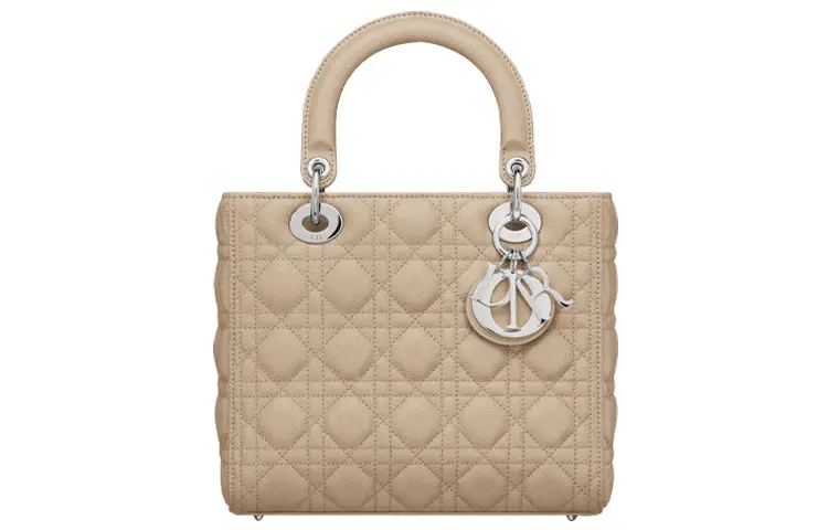 DIOR Lady Dior Grain Cow Leather Handbag, Shoulder Bag, Crossbody Bag, Handbag Medium Women's Khaki