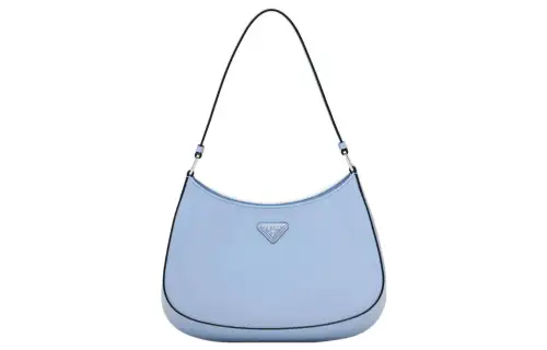 PRADA Leather Shoulder Bag Women's Sky Blue