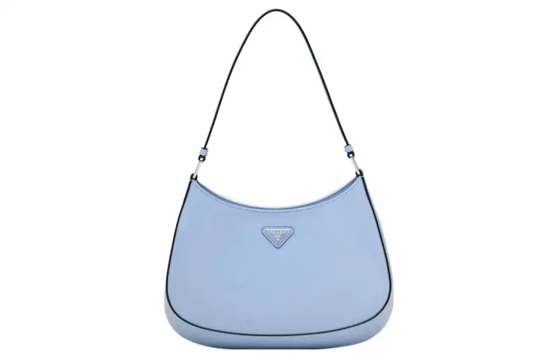 PRADA Leather Shoulder Bag Women's Sky Blue