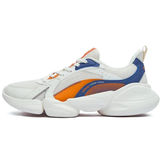 Erke Running Shoes Men Low-Top Oak White/Smoke Blue