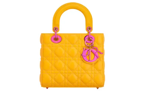 DIOR Lady Dior Sheepskin Shoulder Bag, Crossbody Bag, Handbag Small Women's Yellow