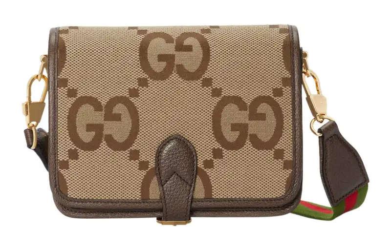 GUCCI Canvas Bag, Messenger Bag, Trunk Bag, Shoulder Bag, Crossbody Bag Women's Beige Brown