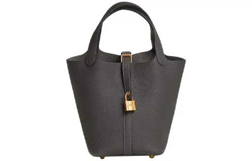 HERMES Picotin Lock Maurice Bullock Leather Basket Bag, Bucket Bag, Handbag 18 Women's 88 Graphite Gray