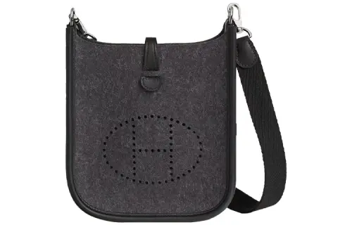 HERMES Evelyne Swift Calfskin With Felt Fabric Crossbody Bags 16 Women's Graphite/Black