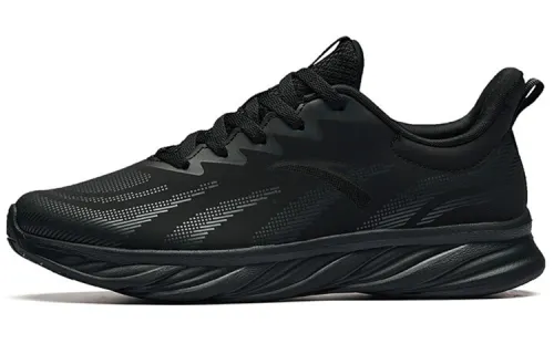 Anta Textile, Synthetic Leather Cushioning Breathable Lightweight Low top Running Shoes Men's Black Gray