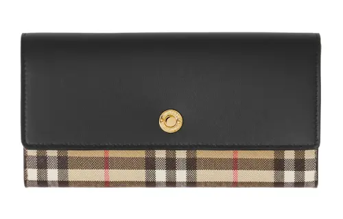 Burberry Cotton Blend Polyurethane Wallet Regular Women's Black
