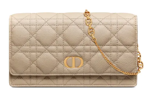 DIOR Caro Cow Leather Handbag, Shoulder Bag, Crossbody Bag, Clutch Women's Natural