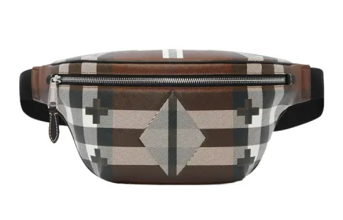 Burberry Geometric Check Bum Bag Brown