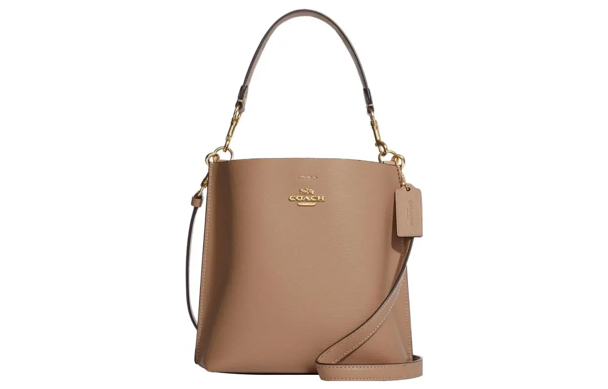 COACH Mollie Leather Bucket Bag, Handbag, Shoulder Bag, Crossbody Bag 22 Women's Taupe