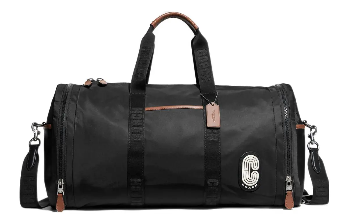 COACH Max Nylon With Cow Leather Travel Bags Men's Black