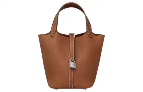 HERMES Picotin Lock Maurice Bullock Leather Basket Bag, Bucket Bag, Handbag 18 Women's 34 Fauve Light Tawny
