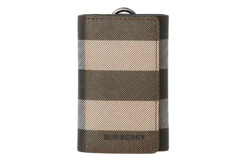 Burberry Key Pouch Plaid With Leather Key Pouch Men's Brown
