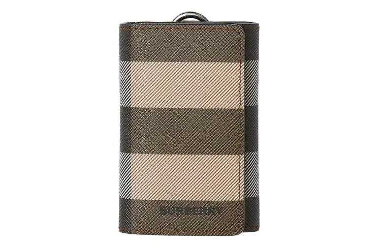 Burberry Key Pouch Plaid With Leather Key Pouch Men's Brown