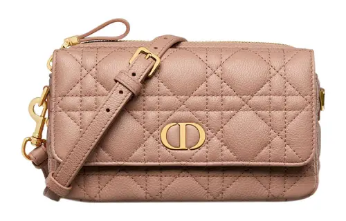 DIOR Caro Soft Cow Leather Clutch Handbag, Shoulder Bag, Crossbody Bag Women's Crimson