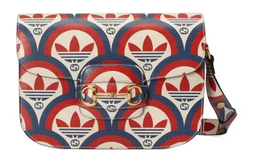 GUCCI Adidas Originals Collaboration Horsebit 1955 Leather Crossbody Bag, Shoulder Bag Small Men's Red & Dark Blue