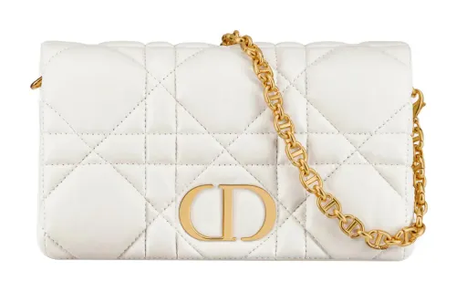 DIOR Caro Series Cow Leather Shoulder Bag, Crossbody Bag Women's Milk White