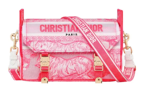 DIOR DiorCamp Canvas Messenger Bag, Shoulder Bag, Crossbody Bag Small Women's Neon Pink