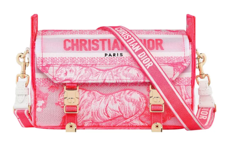 DIOR DiorCamp Canvas Messenger Bag, Shoulder Bag, Crossbody Bag Small Women's Neon Pink