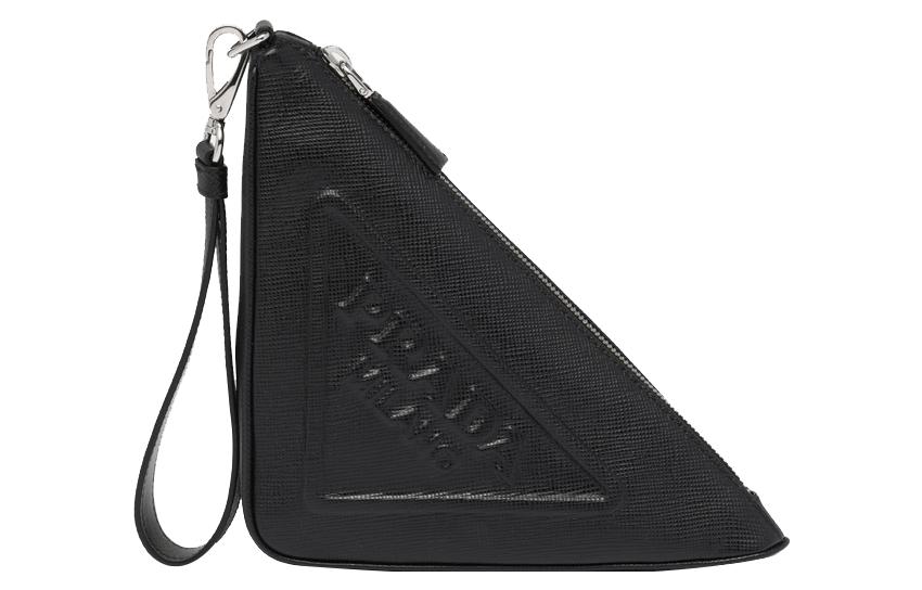 PRADA Prada, removable foldable bracelet with zipper, black small clutch bag, men's style