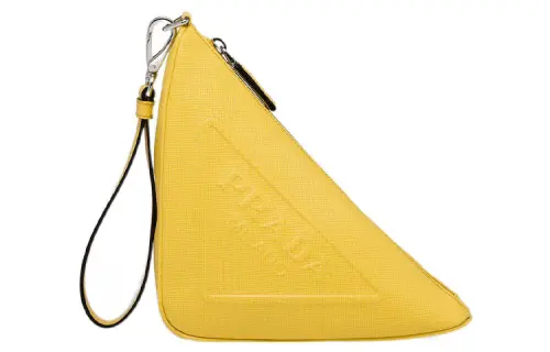 PRADA Leather Clutch Men's Sunlight Yellow