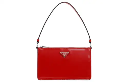 PRADA Zip Closure Leather Shoulder Bag, Handbag, Shoulder Bag Mini Women's Red