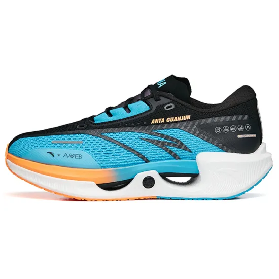 ANTA Crash Wave 1 Running Shoes Men Low Top Blue/Fluorescent Glaze Orange/Black
