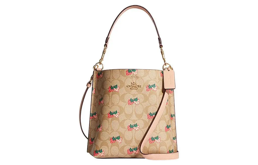 COACH Mollie Coated Canvas With Smooth Leather Bucket Bag, Shoulder Bag, Crossbody Bag, Handbag 21 Women's Brown