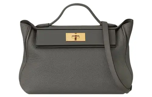 HERMES 24/24 Togo & Swift Calfskin One Shoulder Handbag Women's 0L Grismeyer Rain Cloud Gray