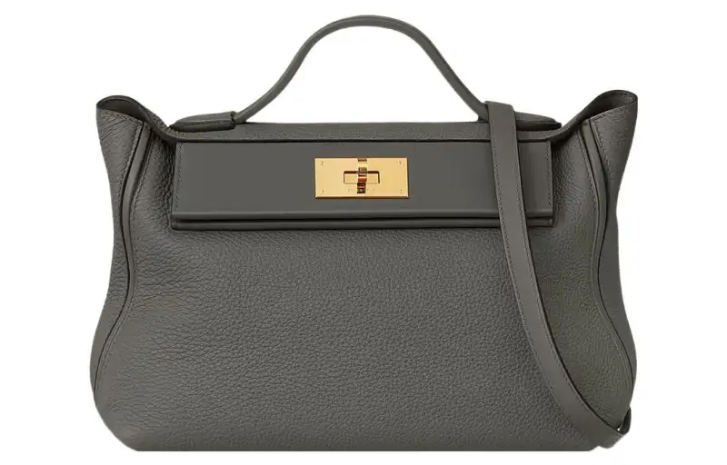 HERMES 24/24 Togo & Swift Calfskin One Shoulder Handbag Women's 0L Grismeyer Rain Cloud Gray