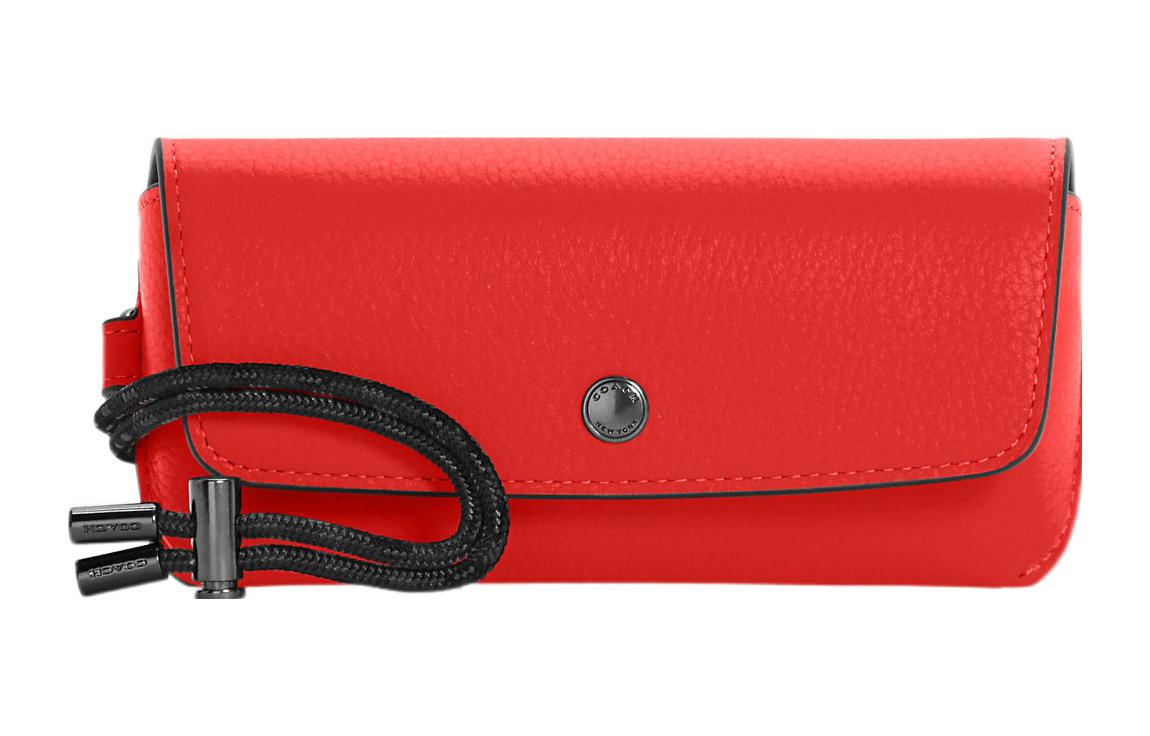 COACH Coach Sunglass Case 17 Snap Flip Refined Pebbled Leather Glasses Bag Unisex Couple Style Miami Red