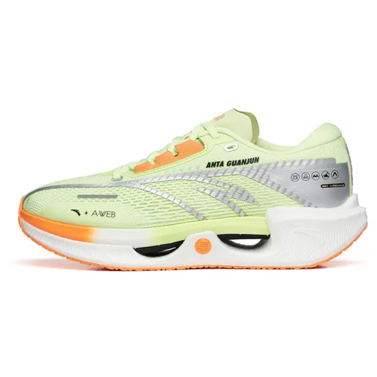 ANTA Running Shoes Men Low-Top Sprout Green/Neon Glaze Orange/Silver