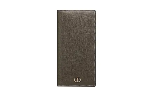 DIOR Grain Calfskin Straight Long Wallet, Wallet, Card Holder, Card Holder Men's Ebony Coffee