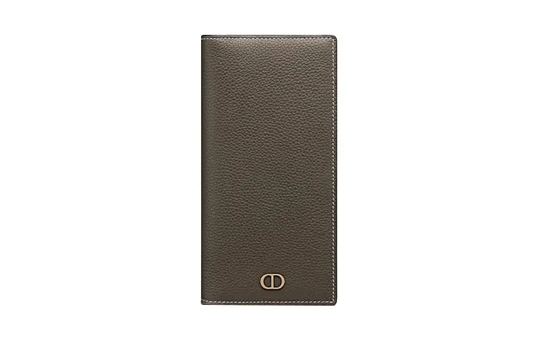 DIOR Grain Calfskin Straight Long Wallet, Wallet, Card Holder, Card Holder Men's Ebony Coffee