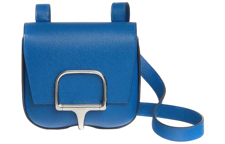 HERMES Della Cavalleria Epsom Leather Shoulder Bag Women's 71 Bleu France French Blue