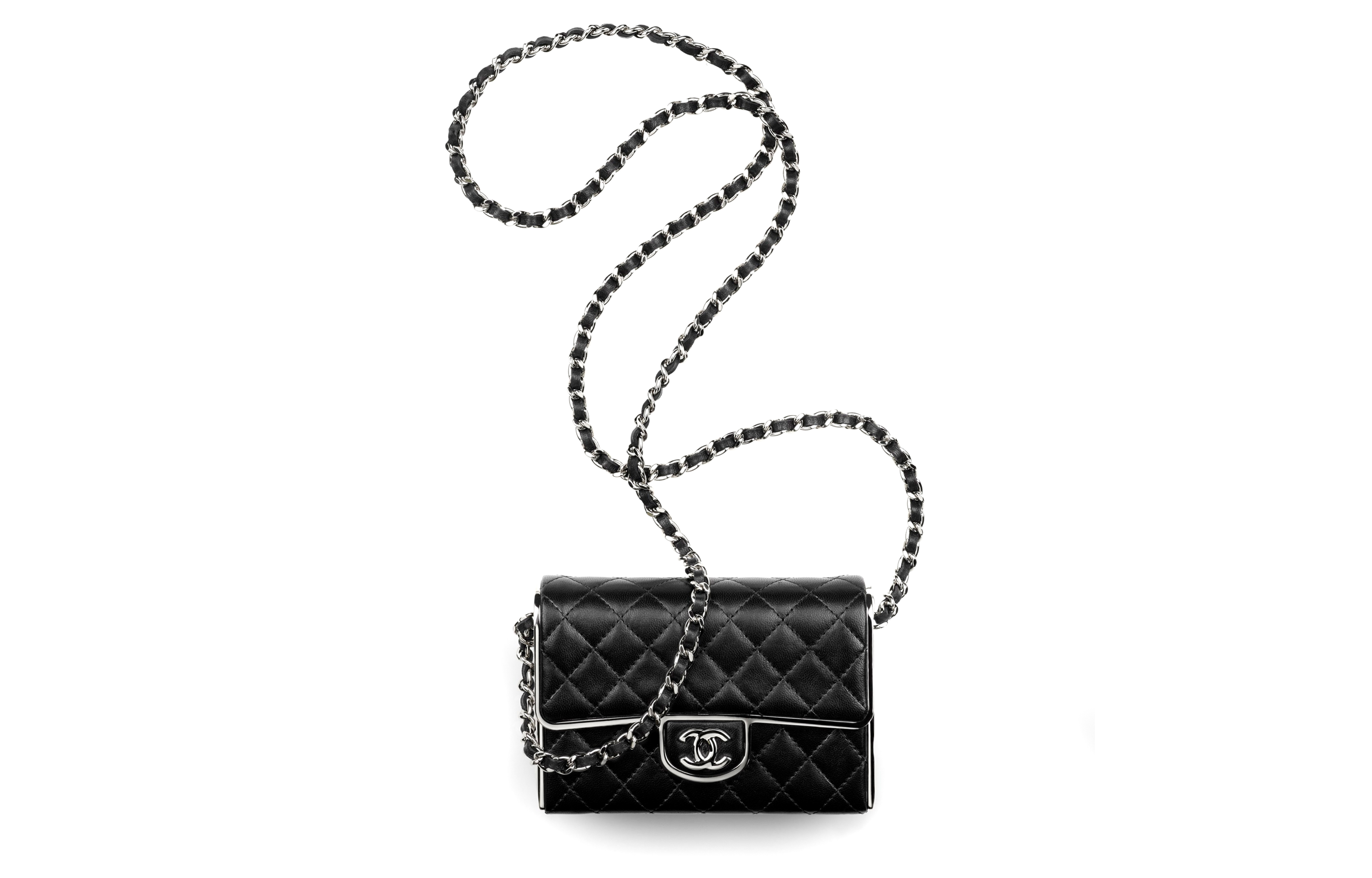 CHANEL Sheepskin Evening Bag, Shoulder Bag, Crossbody Bag Small Women's Black