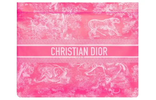 DIOR Travel Technical Fabric Clutch Women's Neon Pink Red