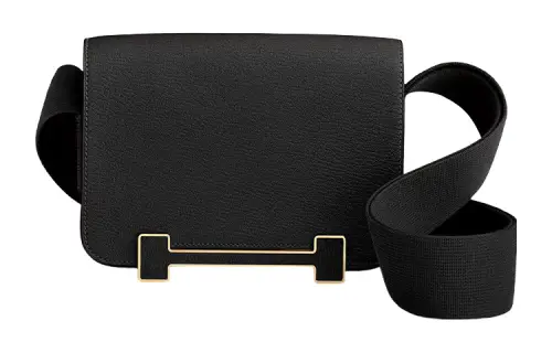 HERMES Geta Sheepskin Wooden Sandal Bag, Portable Crossbody Bag, Shoulder Bag Women's 89 Noir Black