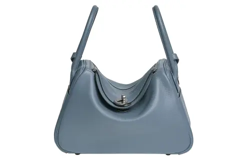 HERMES Lindy Evercolor Calfskin Handbag 26 Women's J7 Bleu Lin Linen Blue